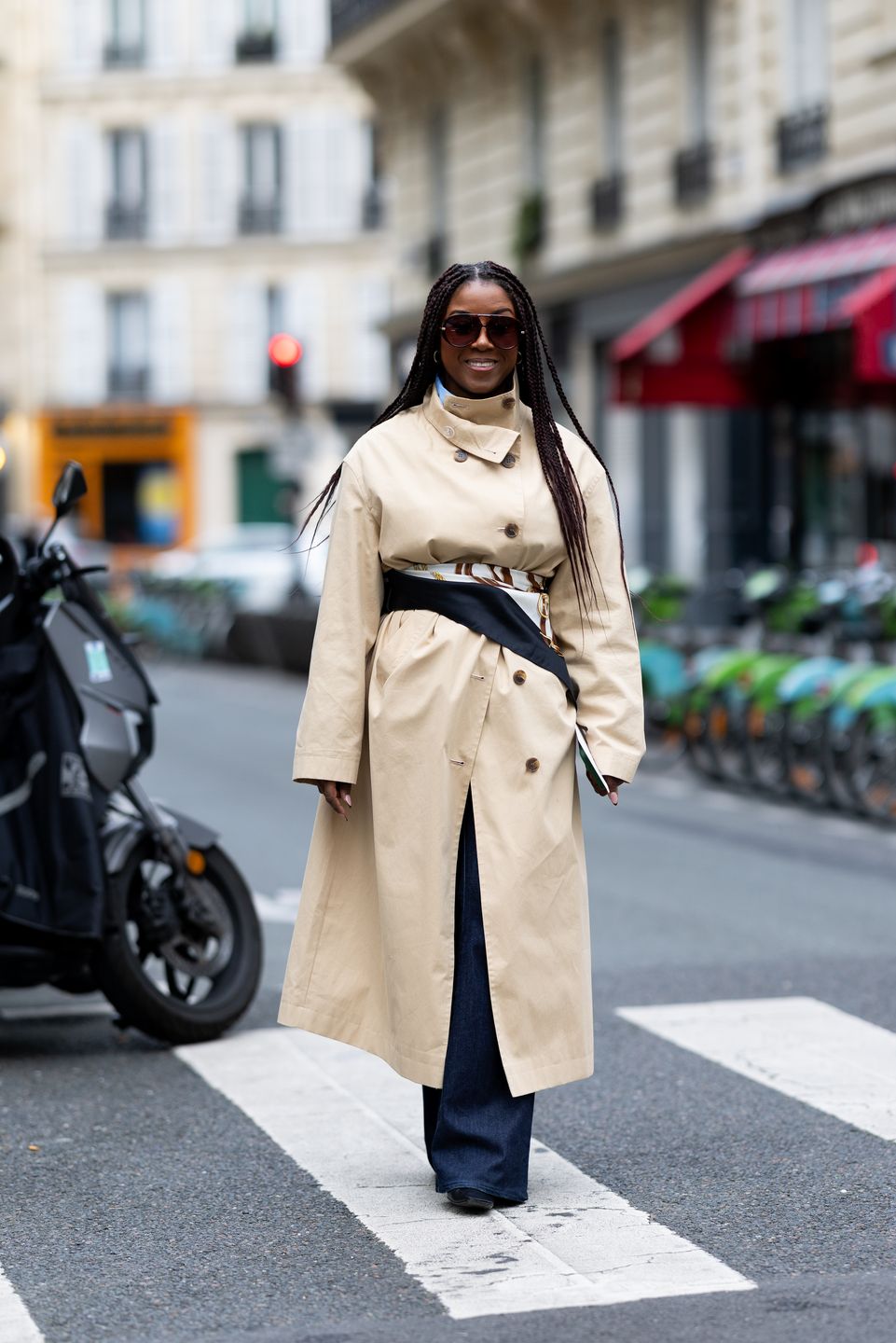 Beige Trench Coat with Decorative Belt and Dark Trousers — Spring Outfits 2027 with Trench Coat