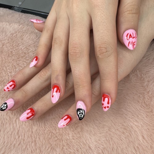 Medium Almond Geometric Color-Block Medium Almond Geometric Color-Block — Nurse Nails 2027