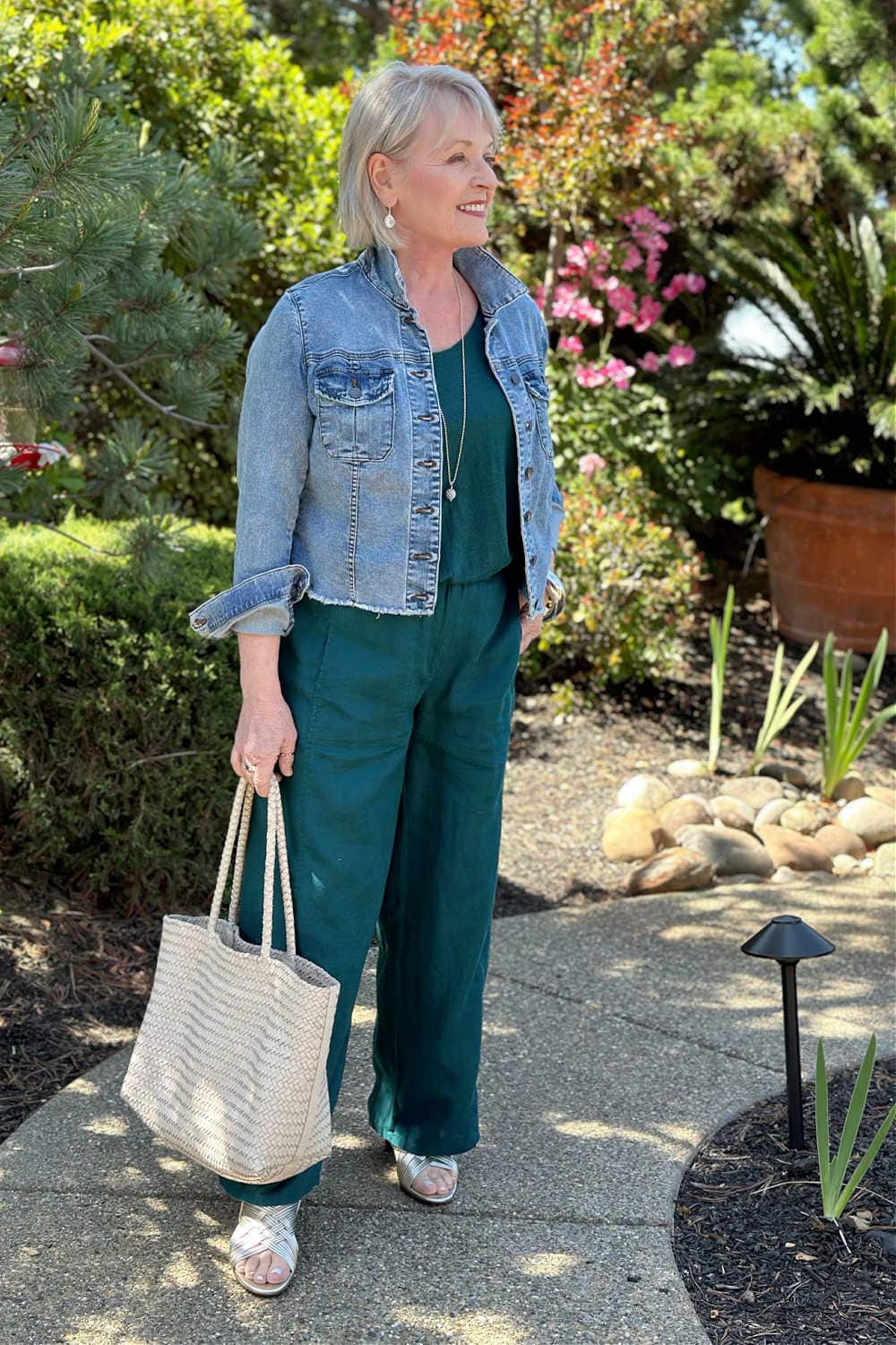 Wide-Leg Jumpsuit with a Frayed Denim Jacket for Casual Chic — Outfits 2027 for Women Over 60