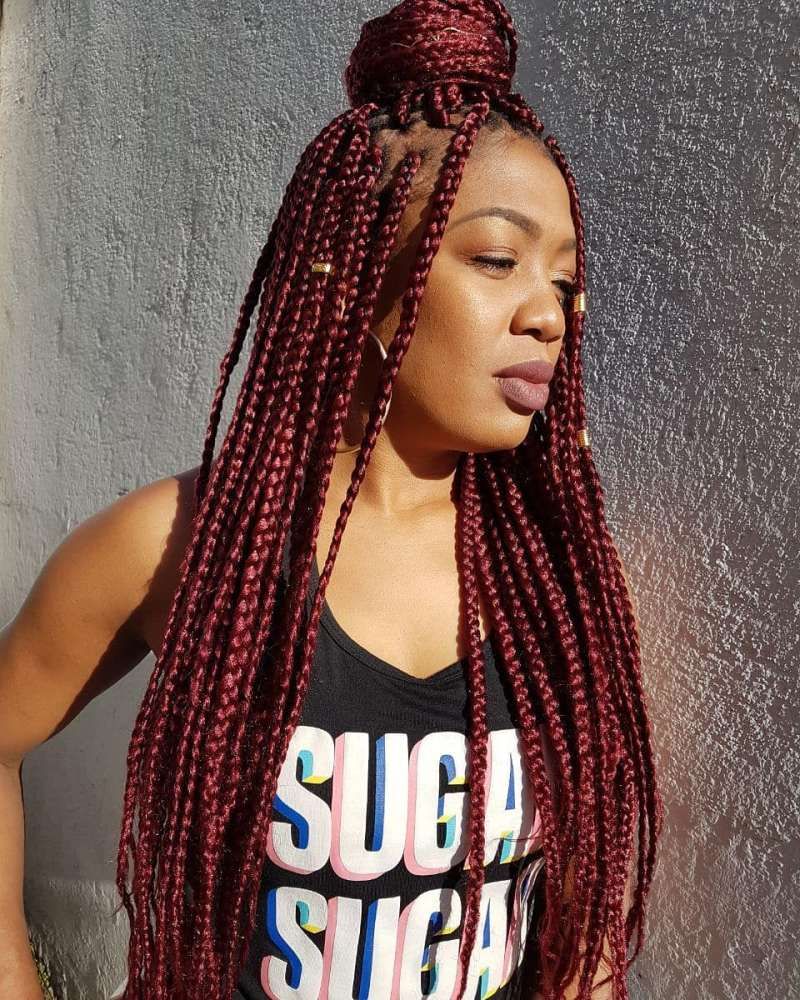 Deep Red Visual Idea — Winter Braid Colors 2027 for Black Women