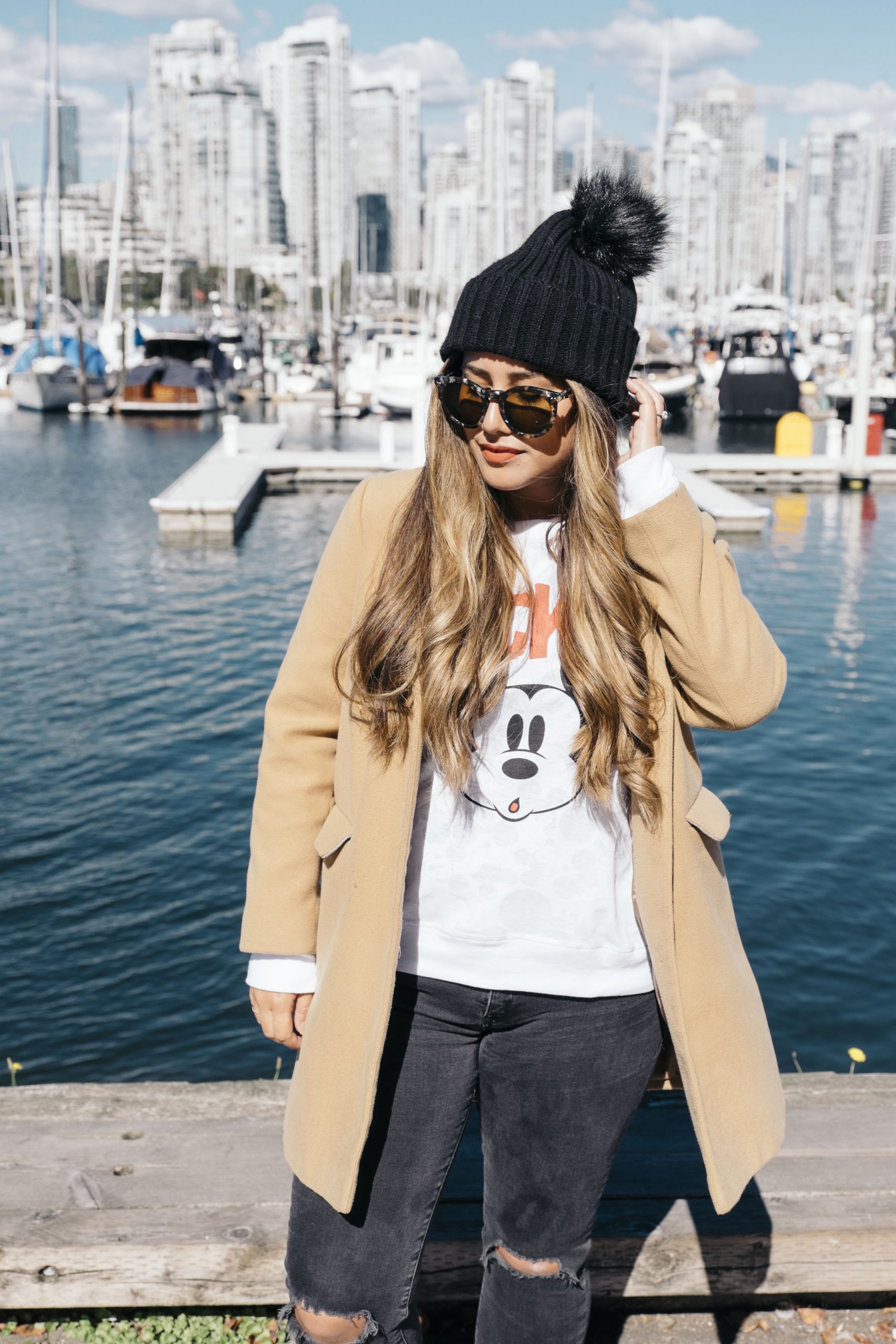 Camel Coat and Mickey Sweatshirt for Park Adventures — Disney Winter Outfits 2027