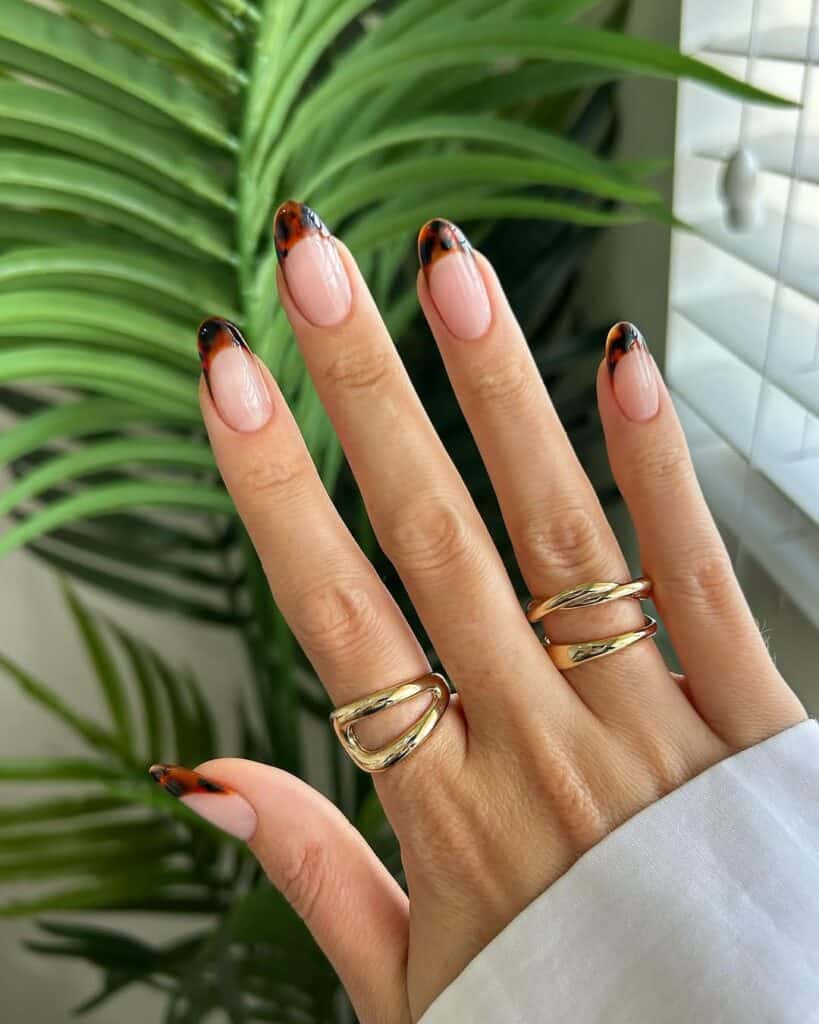 Tortoiseshell French Almond Nails Tortoiseshell French Almond Nails — Fall French Tip Nails 2026