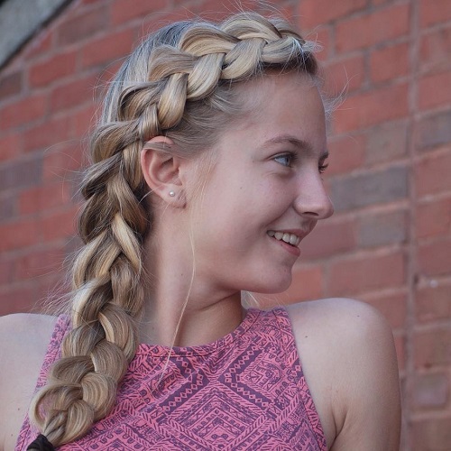 Blonde With Lighter Highlights Mid-Back Thick Dutch Braid Blonde With Lighter Highlights Mid-Back Thick Dutch Braid — Hairstyles 2027 for College