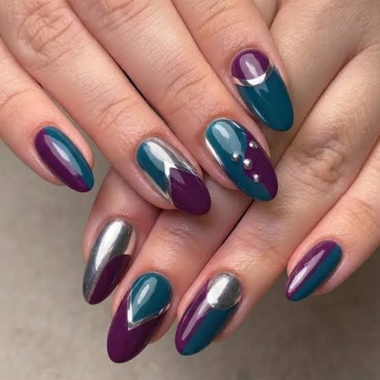 Glossy Metallic Visual Idea Glossy Metallic Visual Idea — Swim Nails Team Colors 2027