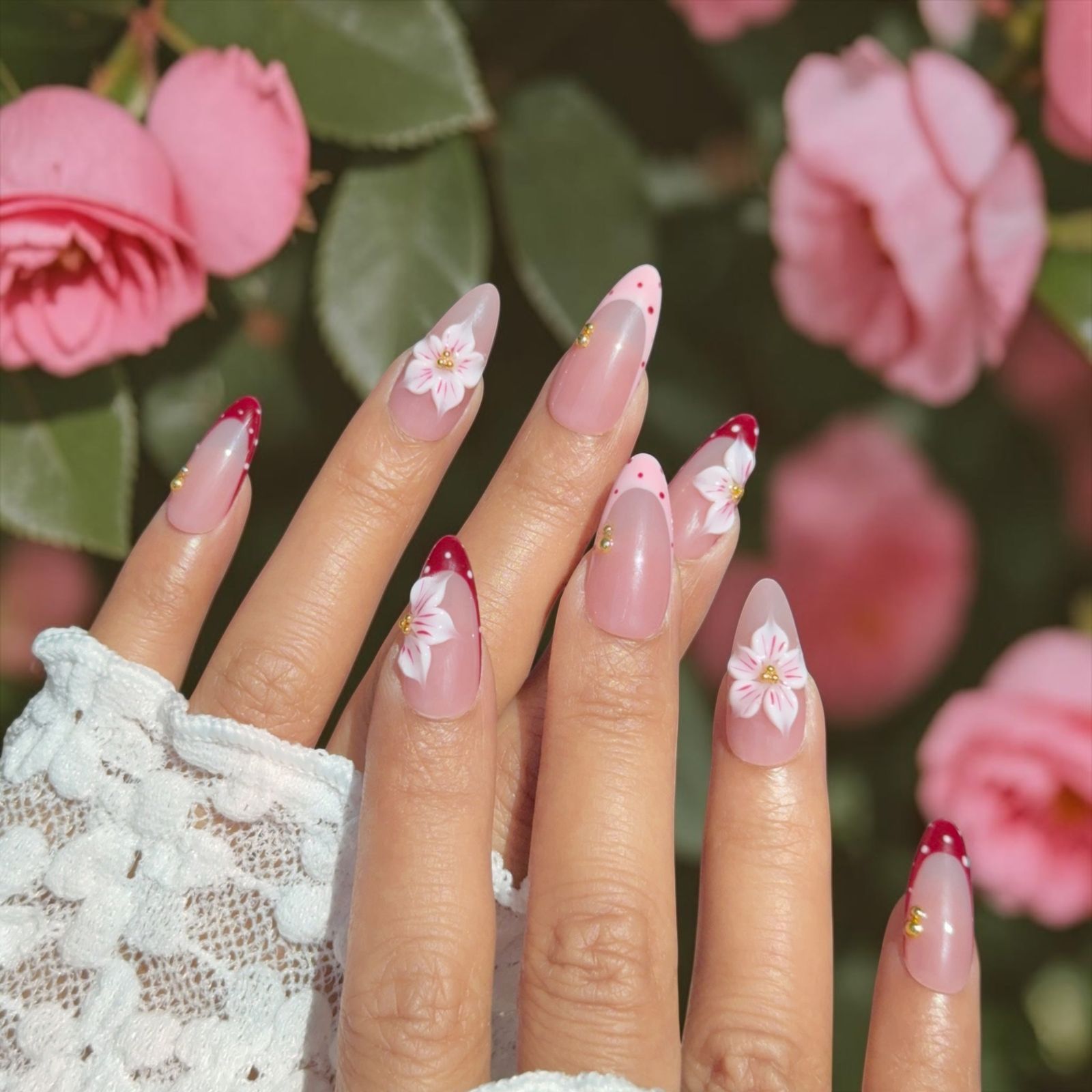 Glossy Visual Idea — Floral Wedding Nails 2027