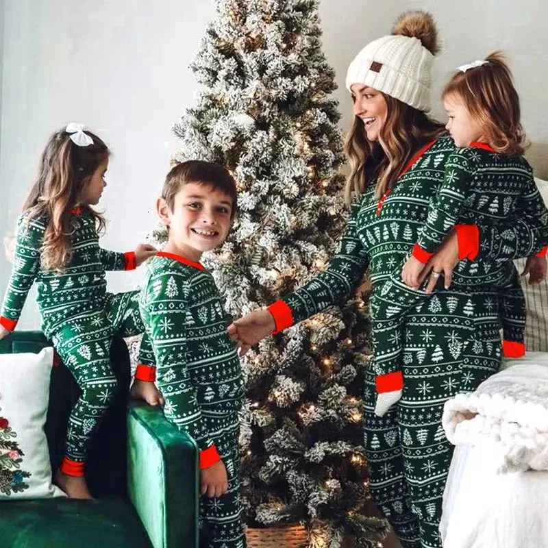 Green Christmas Tree Print Pajamas Green Christmas Tree Print Pajamas — Matching Family Christmas Outfits 2026