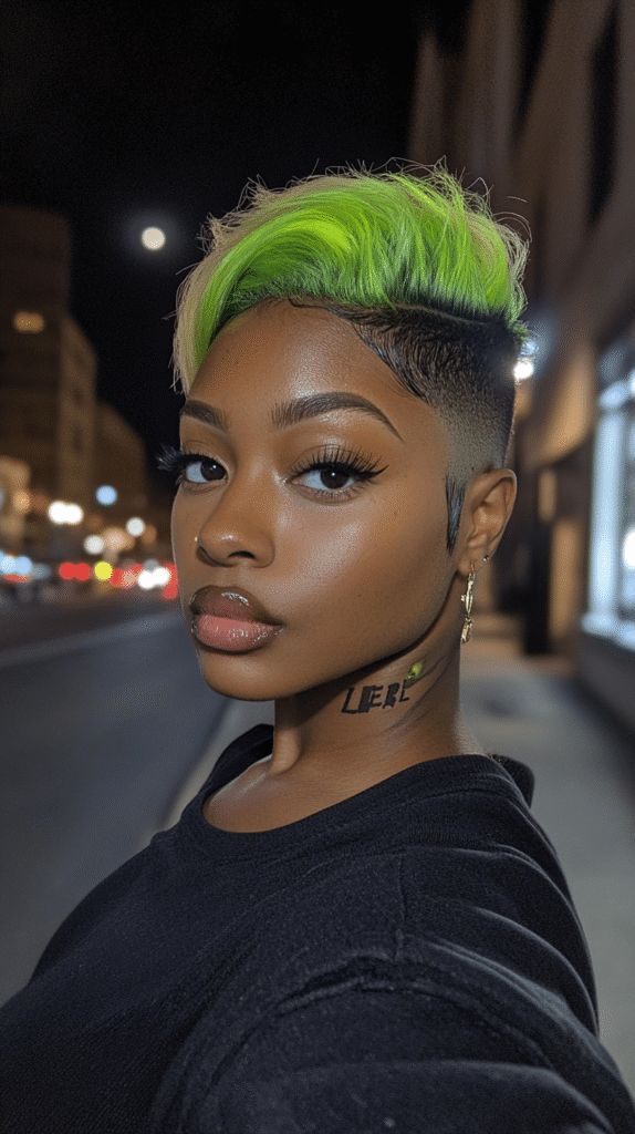 Spiky Green and Blonde Pixie Spiky Green and Blonde Pixie — Two Tone Pixie 2027