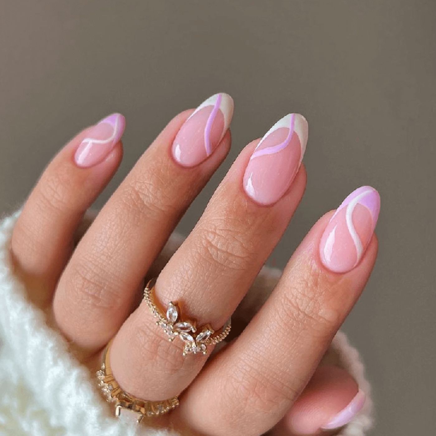 Sheer Pink Abstract Wavy French Sheer Pink Abstract Wavy French — Long Wedding Nails 2027