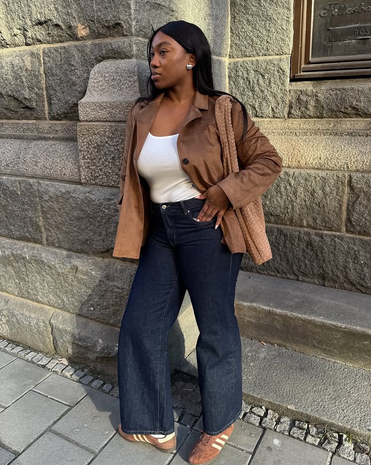 Cozy Layers: Wide-Leg Jeans with Blazer and Scarf Cozy Layers: Wide-Leg Jeans with Blazer and Scarf — Jeans Outfits 2027