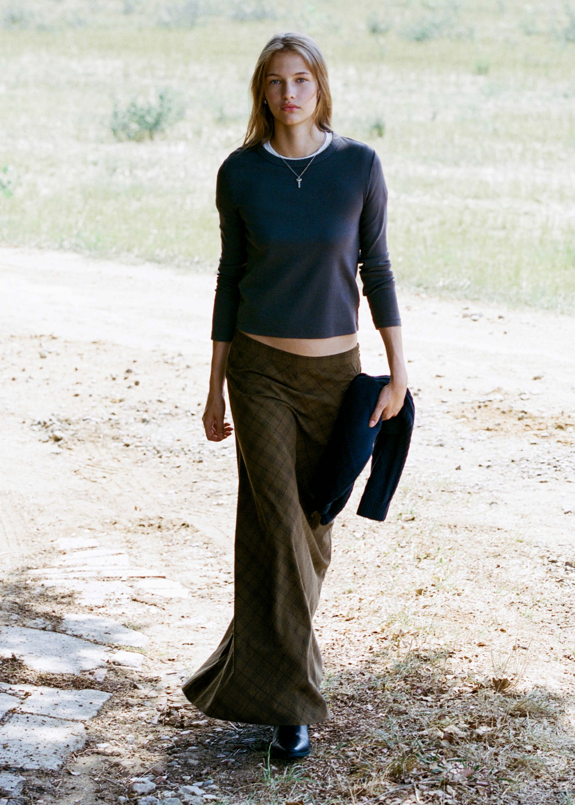 Casual Cool: Crewneck Tee and Patterned Maxi Skirt Casual Cool: Crewneck Tee and Patterned Maxi Skirt — Summer Outfits 2027 for Teens
