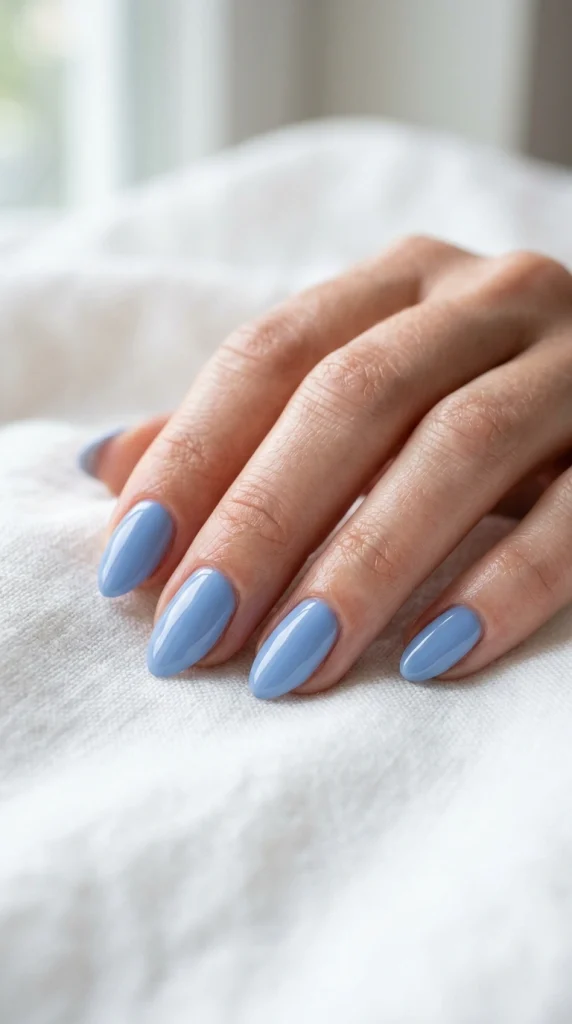 Periwinkle Blue Glossy Almond Nails Periwinkle Blue Glossy Almond Nails — Summer Almond Nails 2027