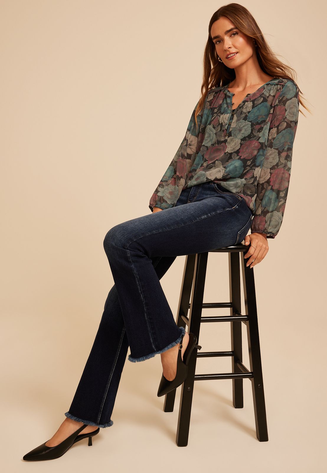 Sheer Blouse and Flared Jeans for a Relaxed Office Vibe Sheer Blouse and Flared Jeans for a Relaxed Office Vibe — Tech Office Outfits 2027