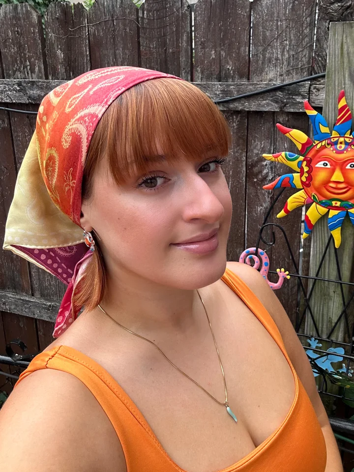 Paisley Power: Red and Yellow Scarf Headwrap Paisley Power: Red and Yellow Scarf Headwrap — Hair Scarf Outfits 2027