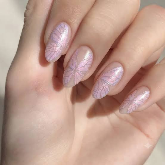 Pearlescent Subtle Shimmer Visual Idea — Butterfly Airbrush Nails 2027