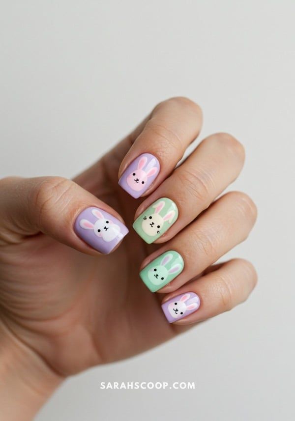 Bunny Faces On Accent Nails Visual Idea Bunny Faces On Accent Nails Visual Idea — Toddler Nails 2027