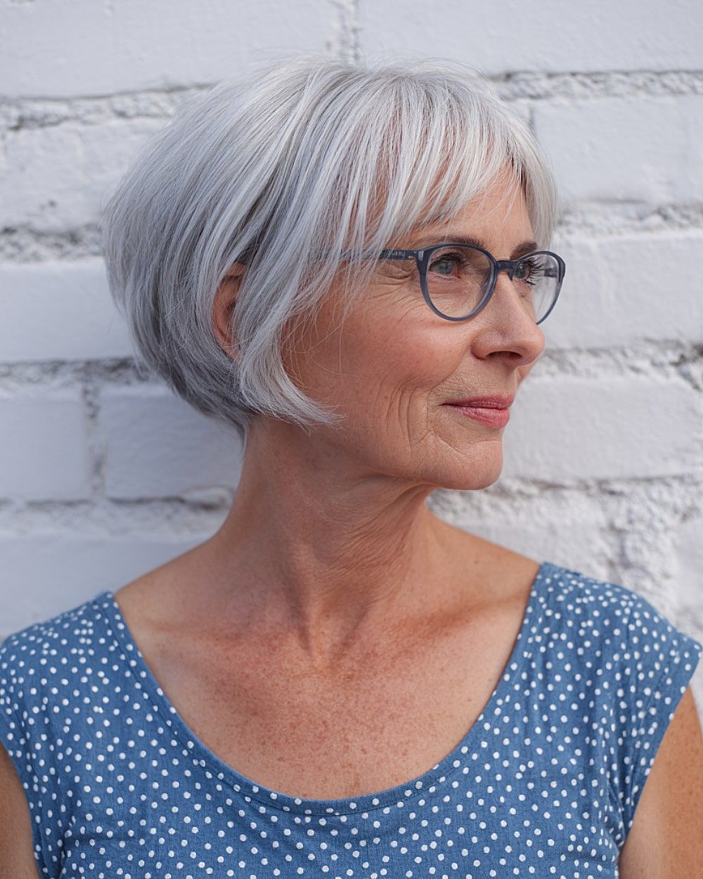 Pure Silver Bob With Tucked Bangs — Silver Hair 2027