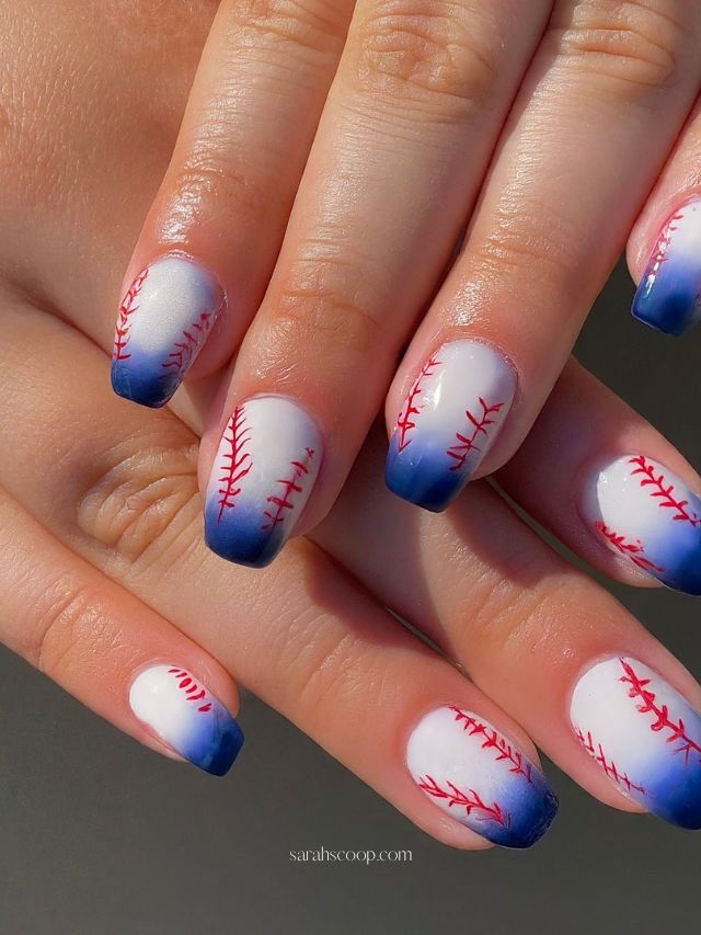 Ombre Baseball Stitching Coffin Nails Ombre Baseball Stitching Coffin Nails — Baseball Nails 2027