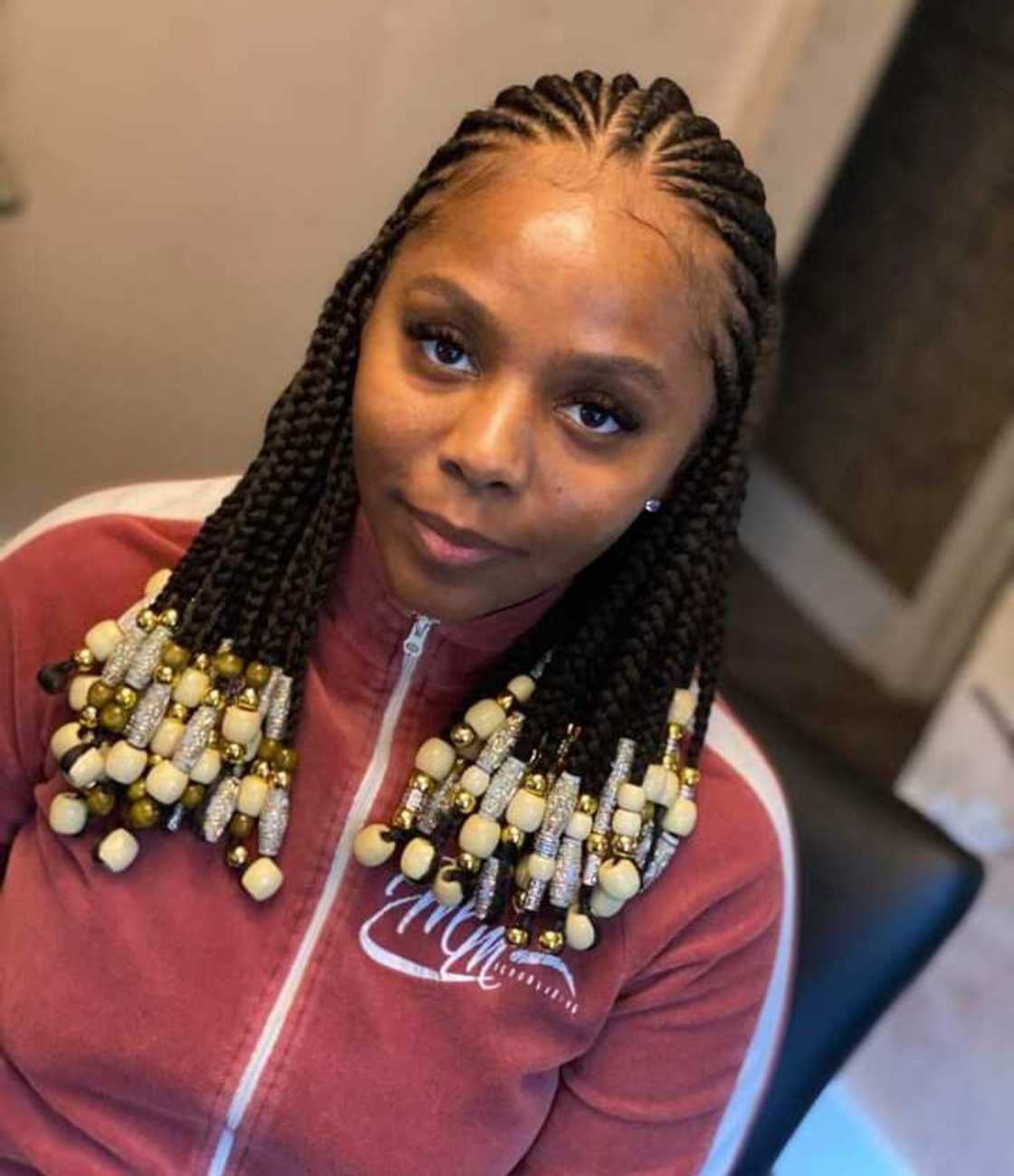 Mid-Back Braids With Large Wooden Beads — Tribal Braids 2027