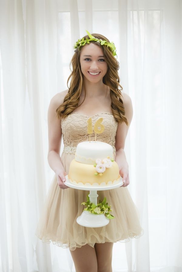 Beige Strapless Tulle Dress With Floral Headband Beige Strapless Tulle Dress With Floral Headband — Sweet 16 Guest Outfits 2027