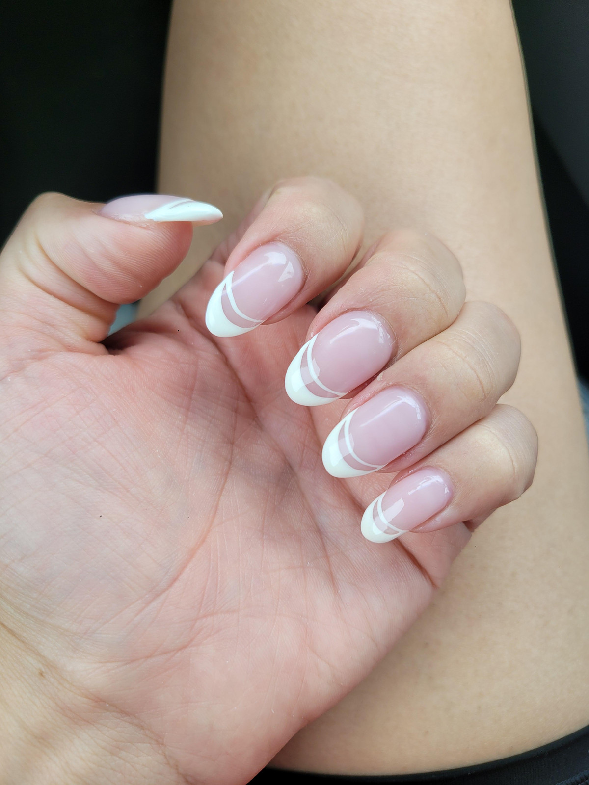 Crisp White Double French Oval Nails — Short Double French Tip Nails 2027