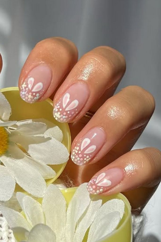 Bunny Ear Short Oval French Tips Bunny Ear Short Oval French Tips — Easter French Tip Nails 2027