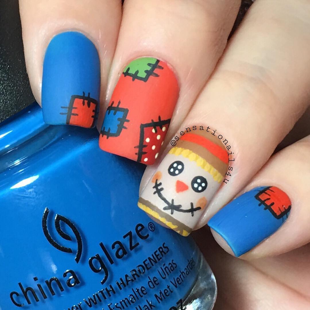 Patchwork and Scarecrow Art — Simple Thanksgiving Nails 2026