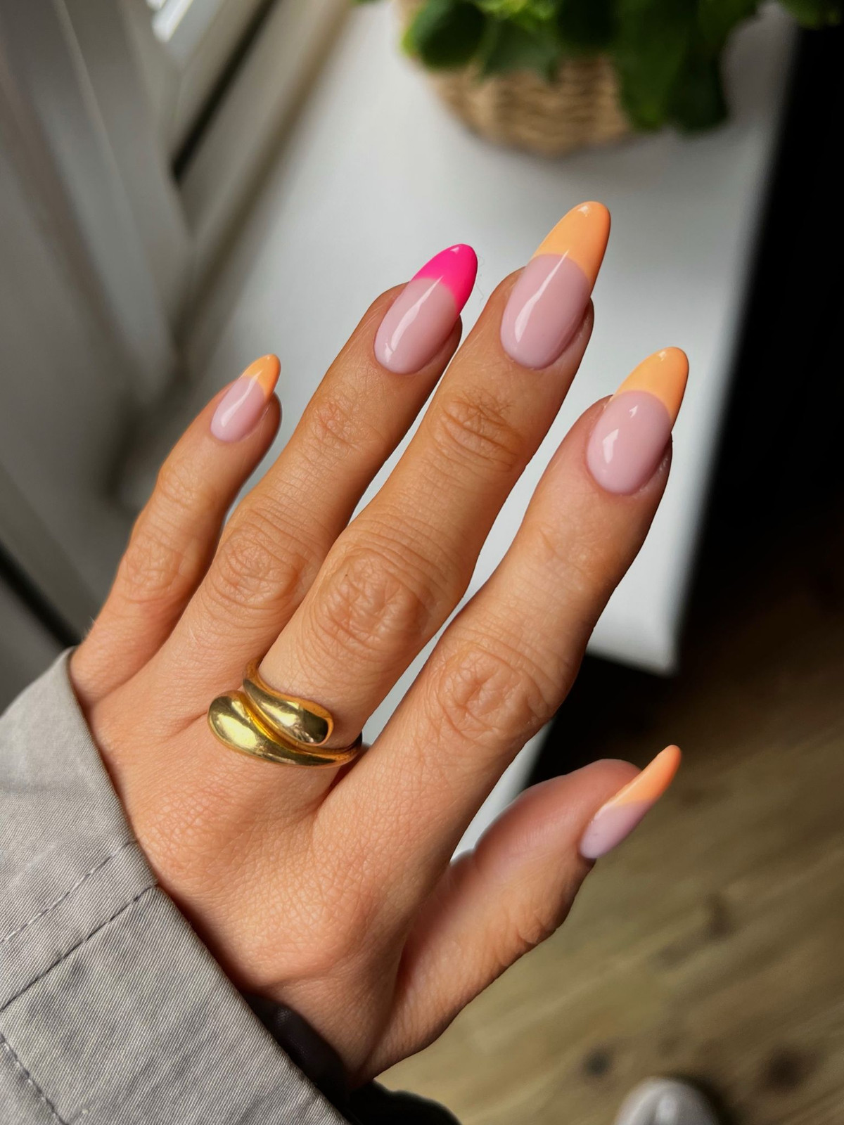 French Tips Visual Idea French Tips Visual Idea — Pink and Orange Sunset Nails 2027