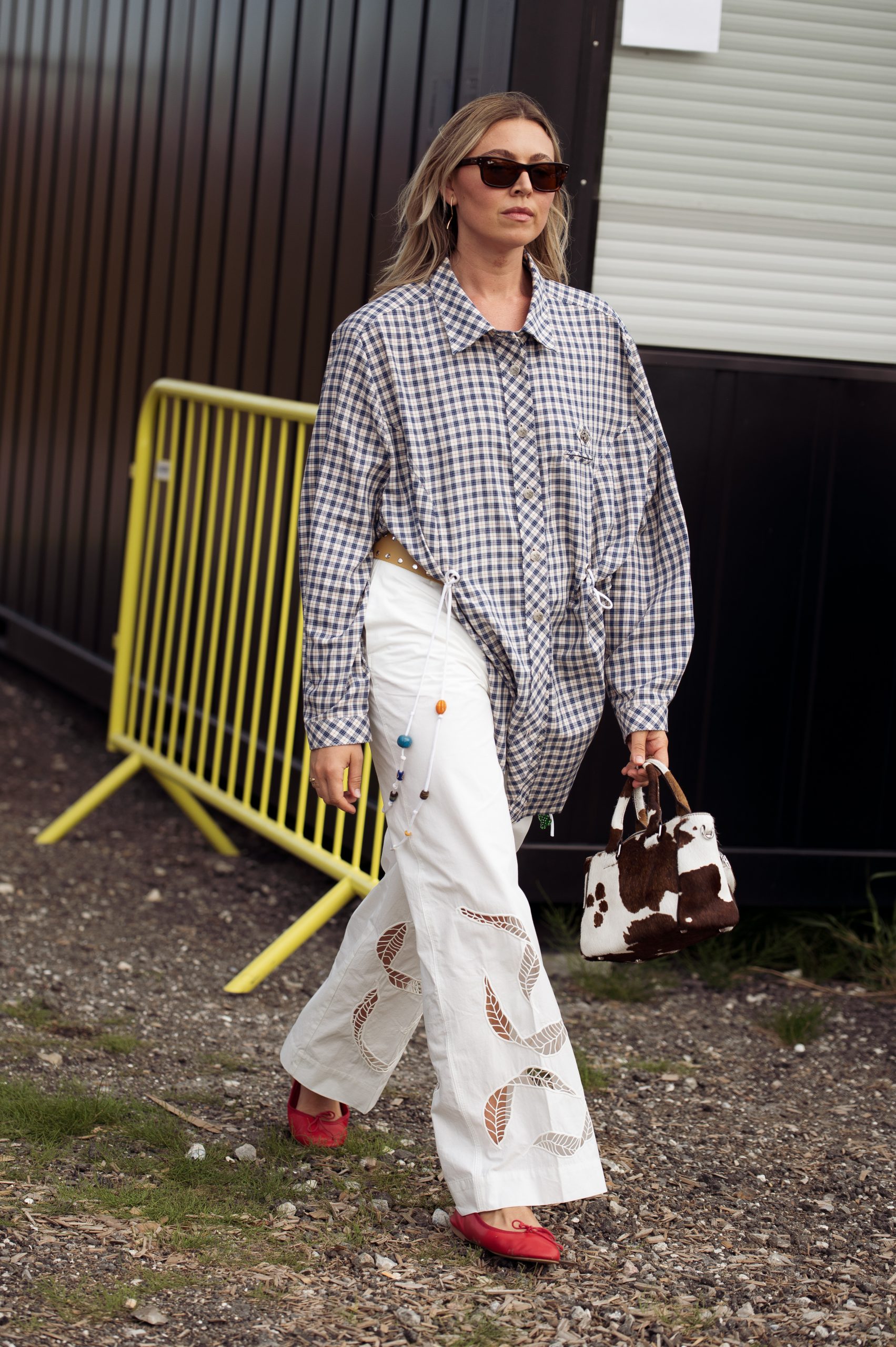 Modern Edge: Grey Plaid Flannel with Cut-Out Trousers and Ballet Flats Modern Edge: Grey Plaid Flannel with Cut-Out Trousers and Ballet Flats — Flannel Outfits 2027