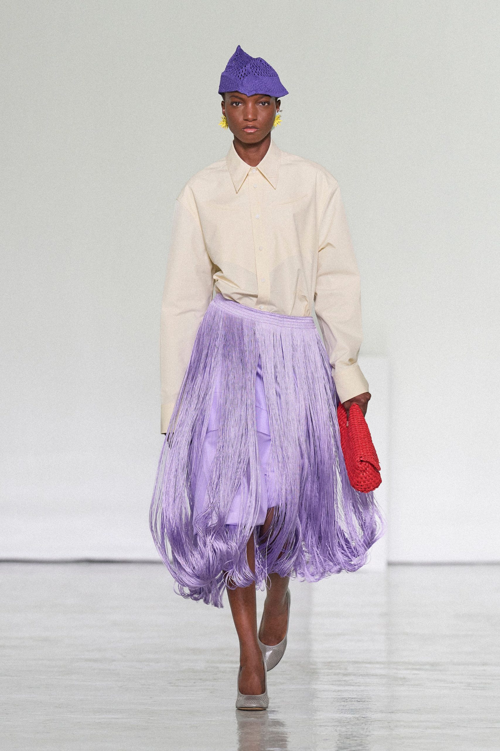 Voluminous Lavender Midi Skirt with Fringe Detail — Outfit Trends 2027