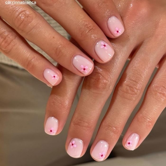 Short Square Tiny Floral French Short Square Tiny Floral French — Retail Nails 2027