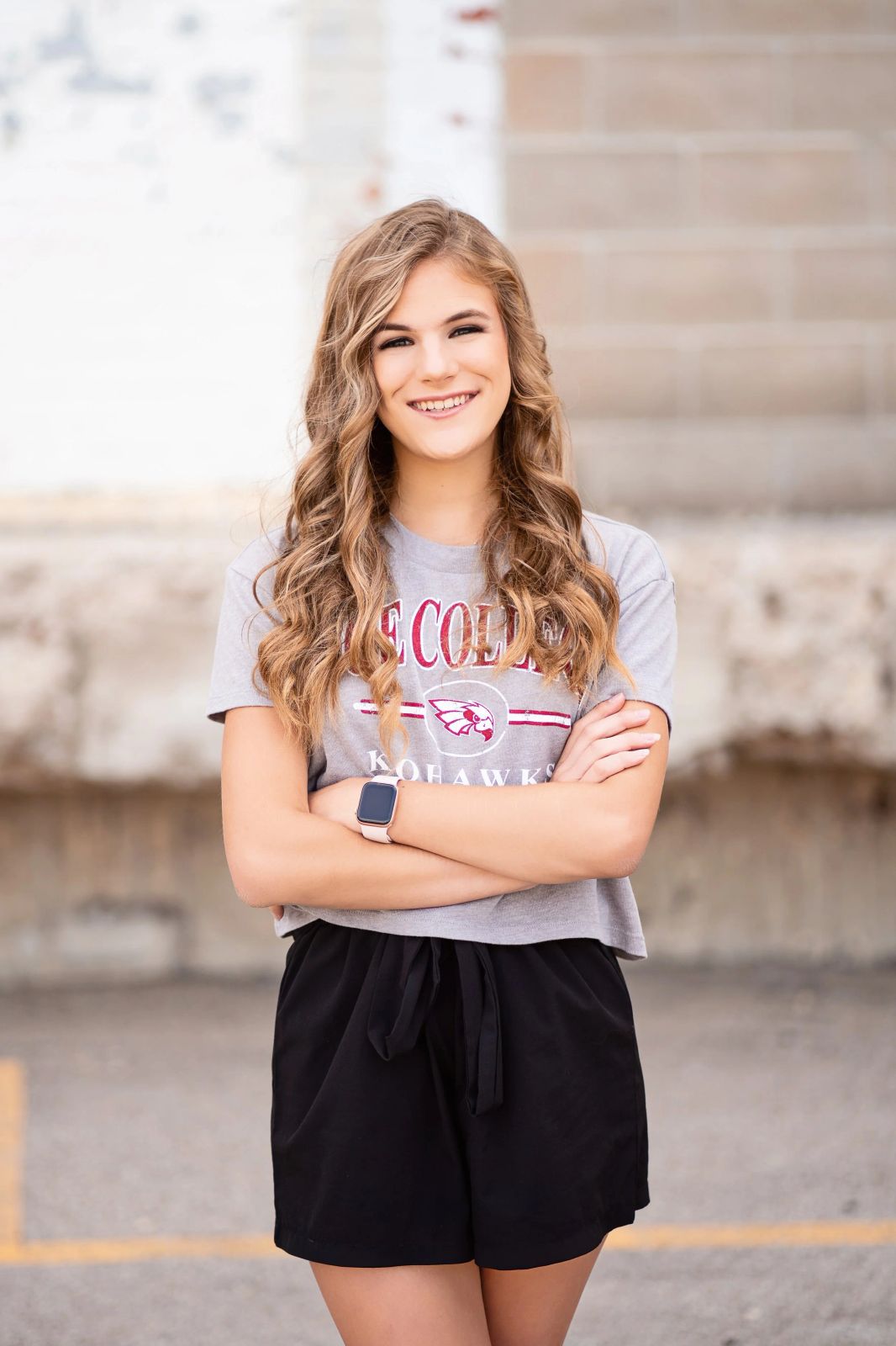 Athleisure Comfort: Cropped Graphic Tee and Drawstring Shorts Athleisure Comfort: Cropped Graphic Tee and Drawstring Shorts — Senior Photo Outfits 2027