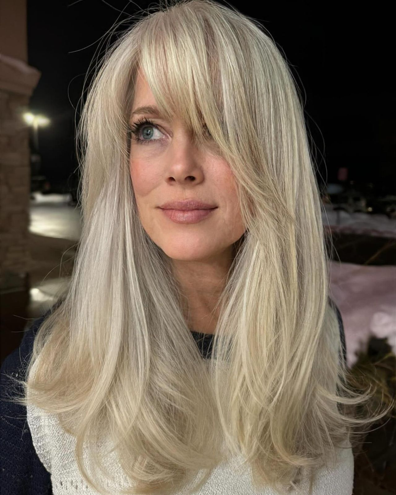 Ash Blonde With Sweeping Curtain Bangs Ash Blonde With Sweeping Curtain Bangs — Bangs 2027 for Women Over 50