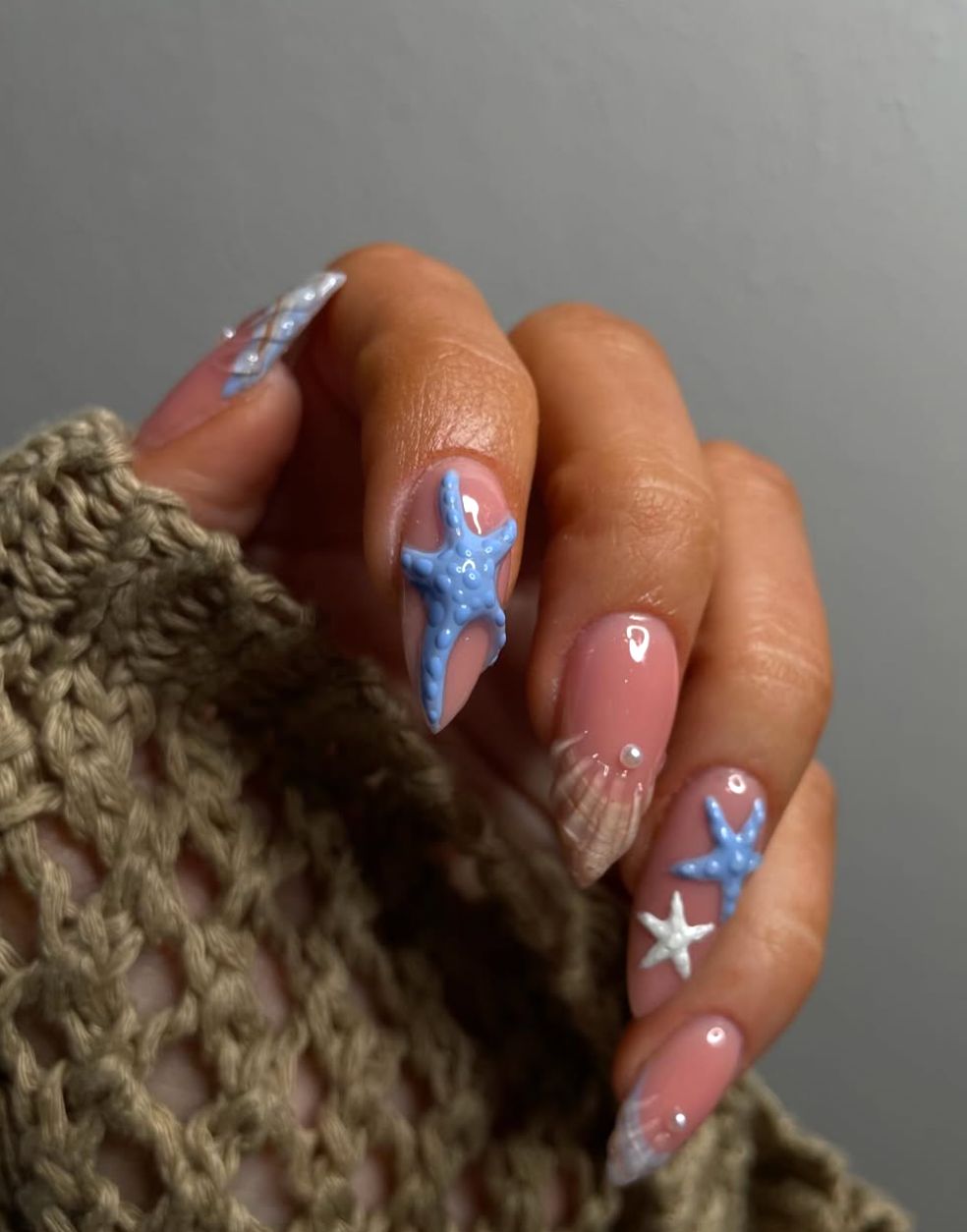 Sheer Pink Starfish Almond Nails Sheer Pink Starfish Almond Nails — Bahamas Nails 2027