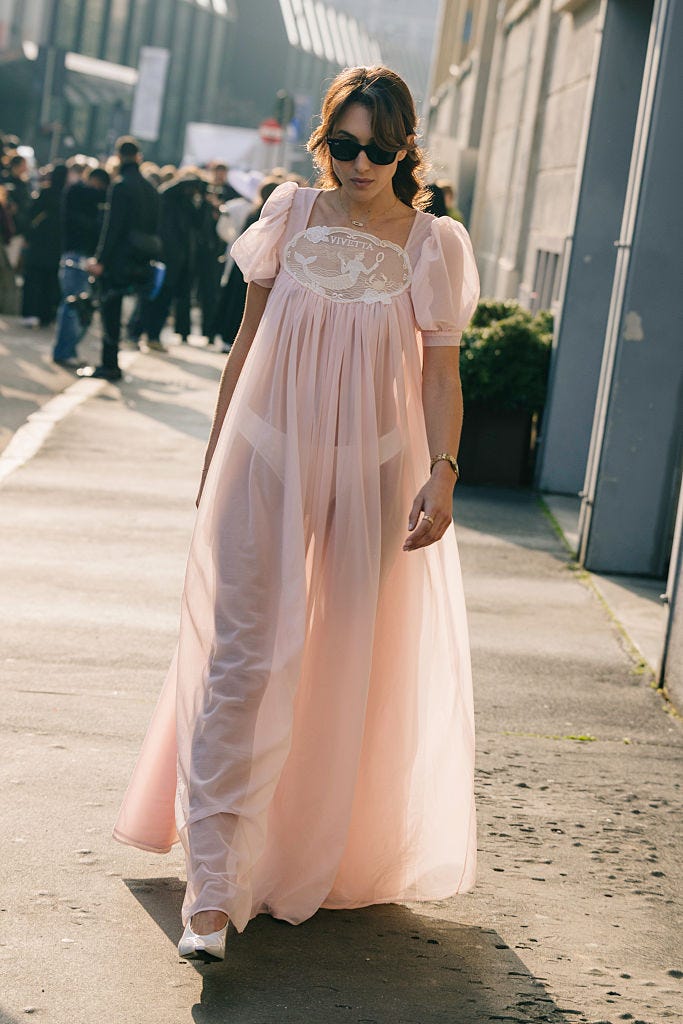 Pale Pink Sheer Maxi Dress with Puff Sleeves and Lace Detail Pale Pink Sheer Maxi Dress with Puff Sleeves and Lace Detail — Puff Sleeve Dresses 2027