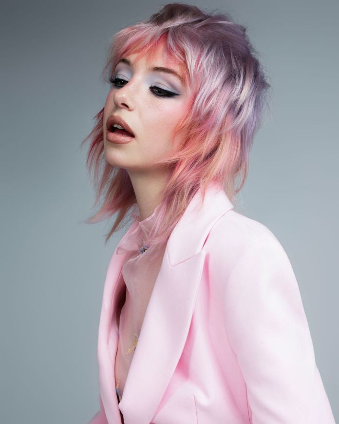 Pink and Purple Mullet With Curtain Bangs — Pink Hair 2027