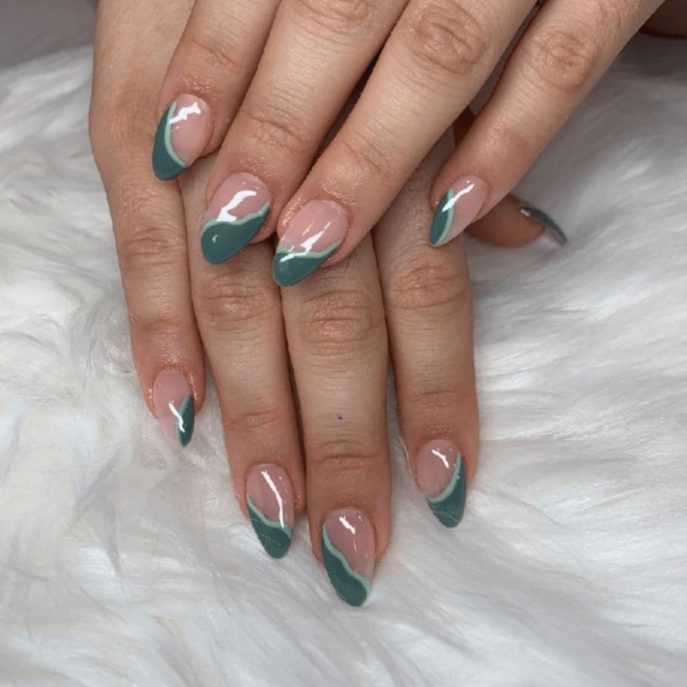Green Curved French Tips Visual Idea Green Curved French Tips Visual Idea — Forest Green Nails 2027