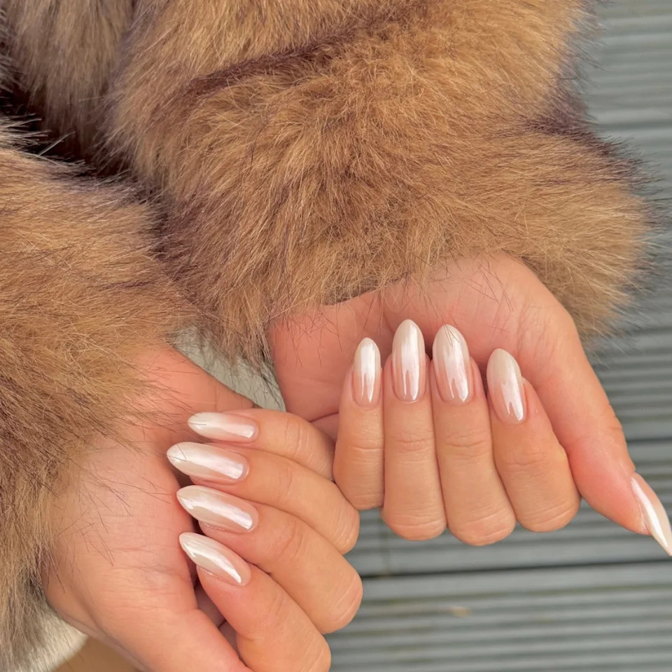 Milky White Pearlescent Chrome Nails Milky White Pearlescent Chrome Nails — Nails That Last 2027