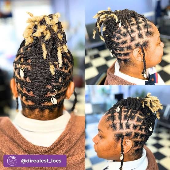 Medium Updo With Braided Elements And Blonde Tips Medium Updo With Braided Elements And Blonde Tips — Loc Styles 2027 for Black Women