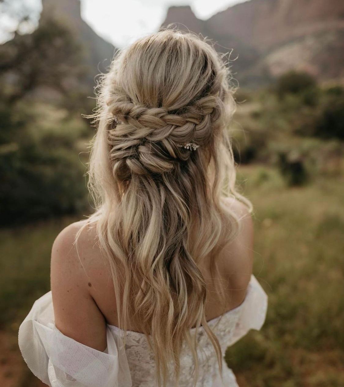 Half-Up Half-Down Braided Textured Visual Idea Half-Up Half-Down Braided Textured Visual Idea — Boho Braided Wedding Hair 2027