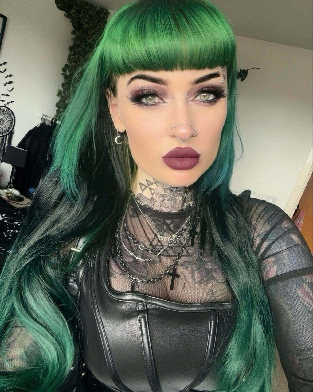 Dark Base With Bright Green Highlights Visual Idea Dark Base With Bright Green Highlights Visual Idea — Goth Hair Color 2027