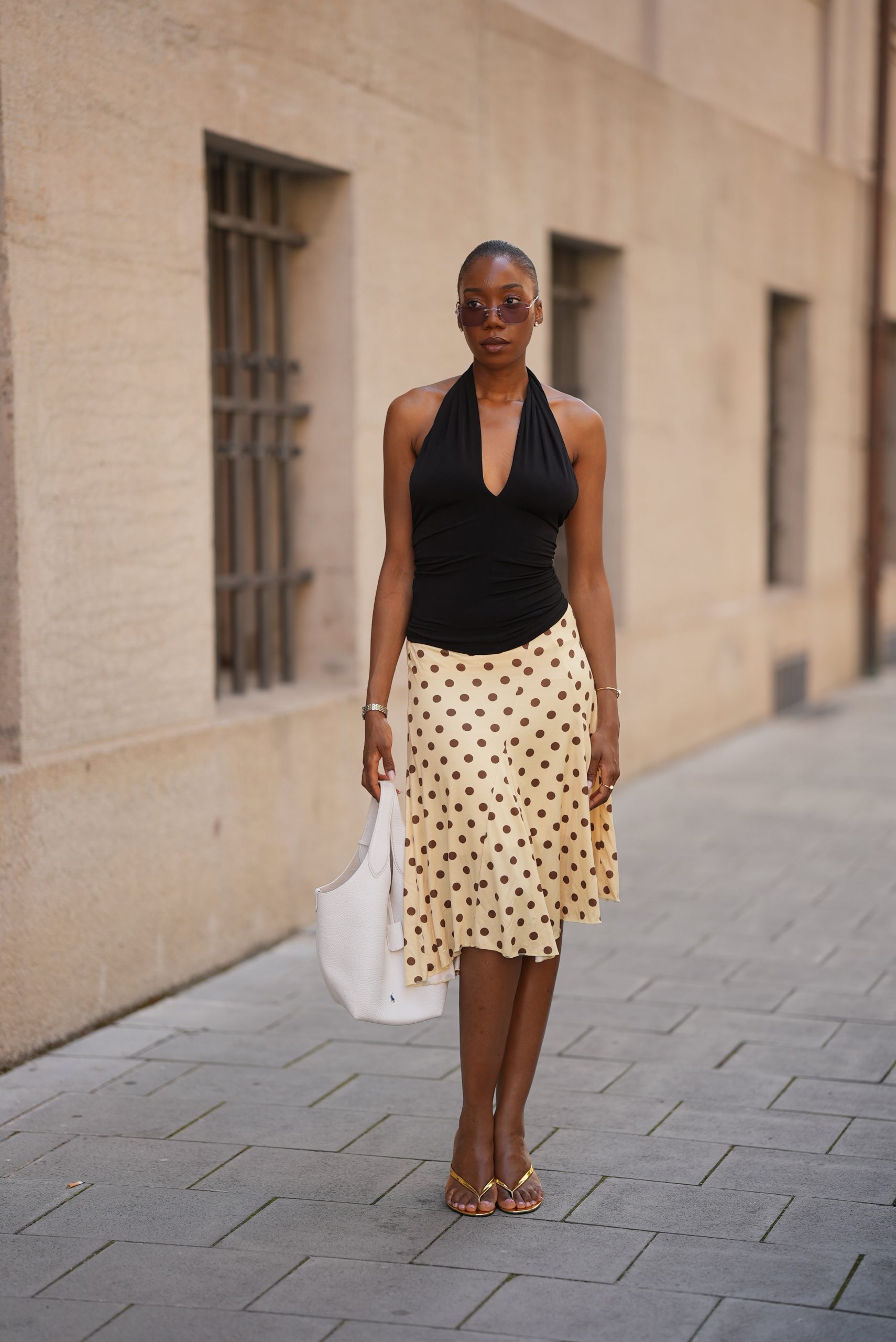 Playful Polka Dot Chiffon Midi Skirt for Day — Midi Skirts 2027