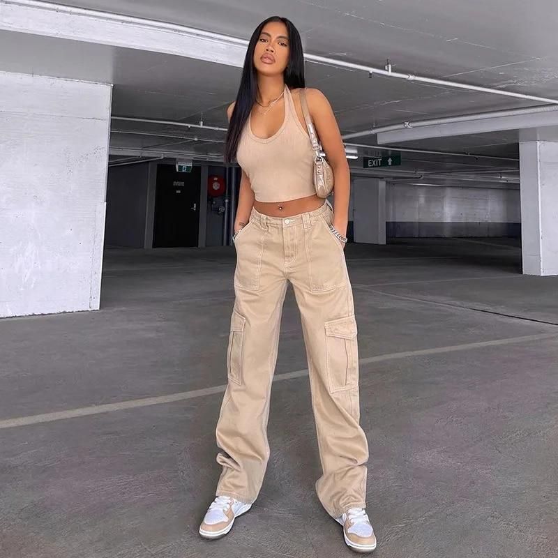 Matching Set Vibe: Beige Cargos with Crop Tank and Sneakers Matching Set Vibe: Beige Cargos with Crop Tank and Sneakers — Khaki Cargo Pants Outfits 2027