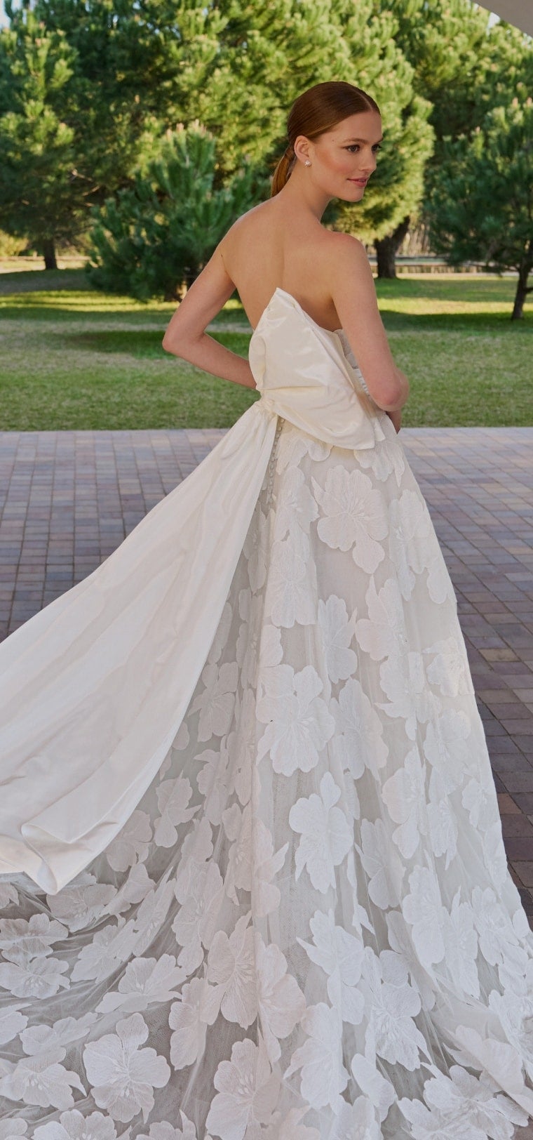 Bridal Elegance: White Strapless Lace Midi with Satin Bow Train Bridal Elegance: White Strapless Lace Midi with Satin Bow Train — Midi Dresses 2027