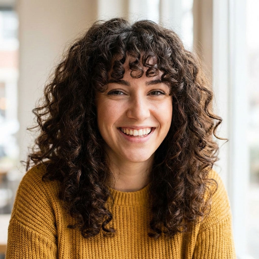Curly Bangs on Shoulder Length Curls Curly Bangs on Shoulder Length Curls — Bangs Trends 2027