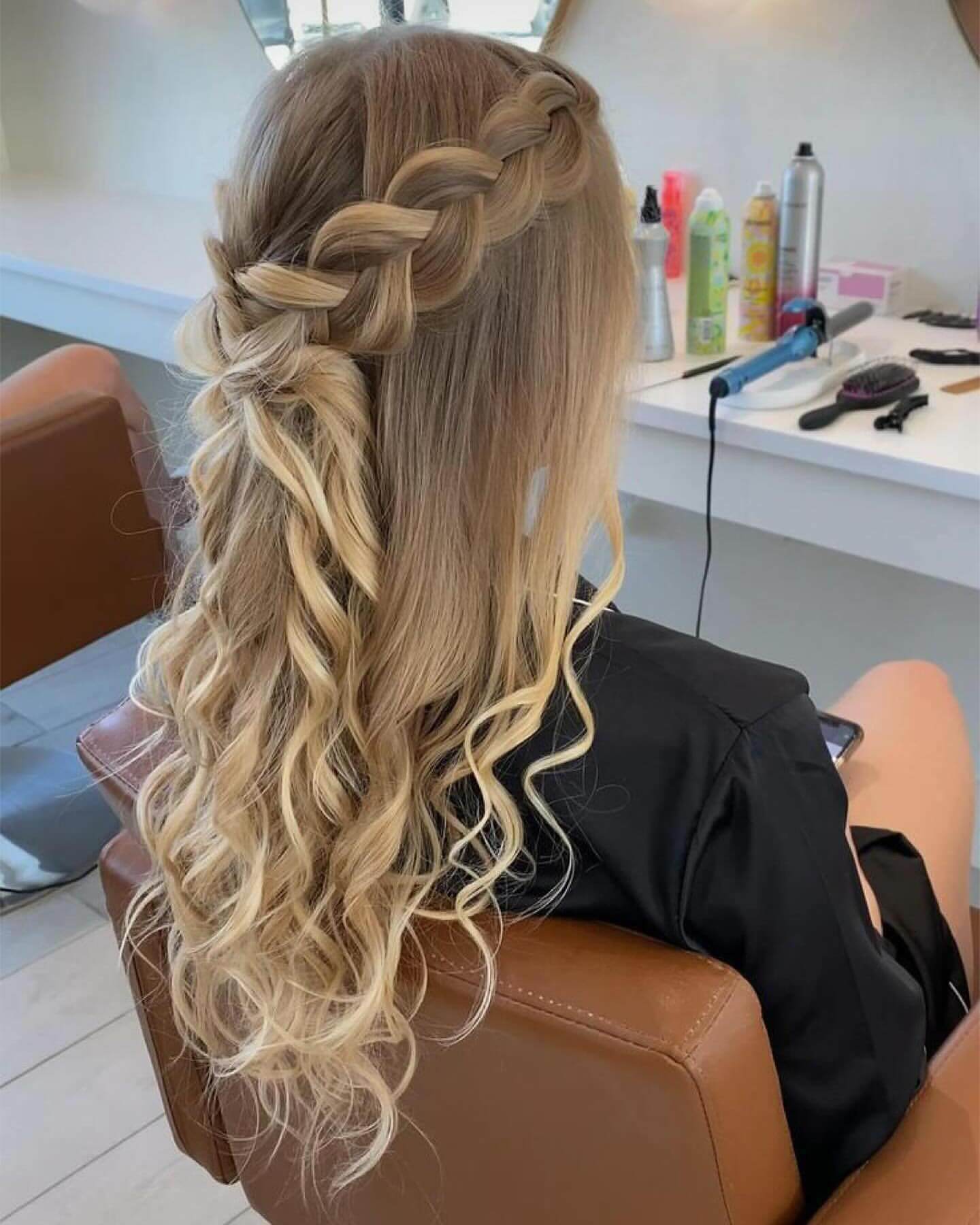 Blonde Braided Crown Waves Blonde Braided Crown Waves — Prom Hairstyles Braids 2027