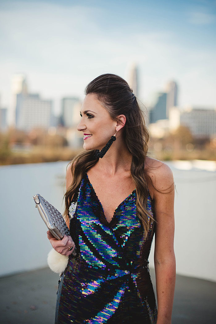 Multi-Colored Sequin Wrap Dress for a Vibrant NYE Celebration Multi-Colored Sequin Wrap Dress for a Vibrant NYE Celebration — Sequin New Years Eve Outfits 2027