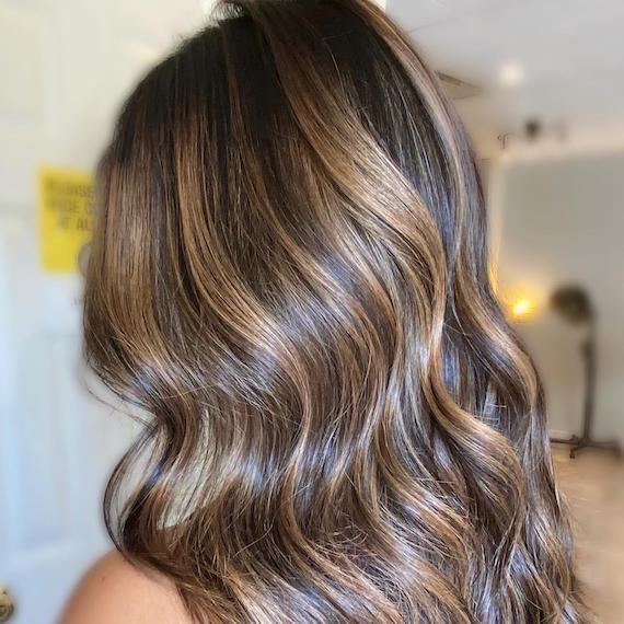 Mid-Back Dimensional Caramel on Dark Brown Mid-Back Dimensional Caramel on Dark Brown — Highlights on Brown Hair 2027