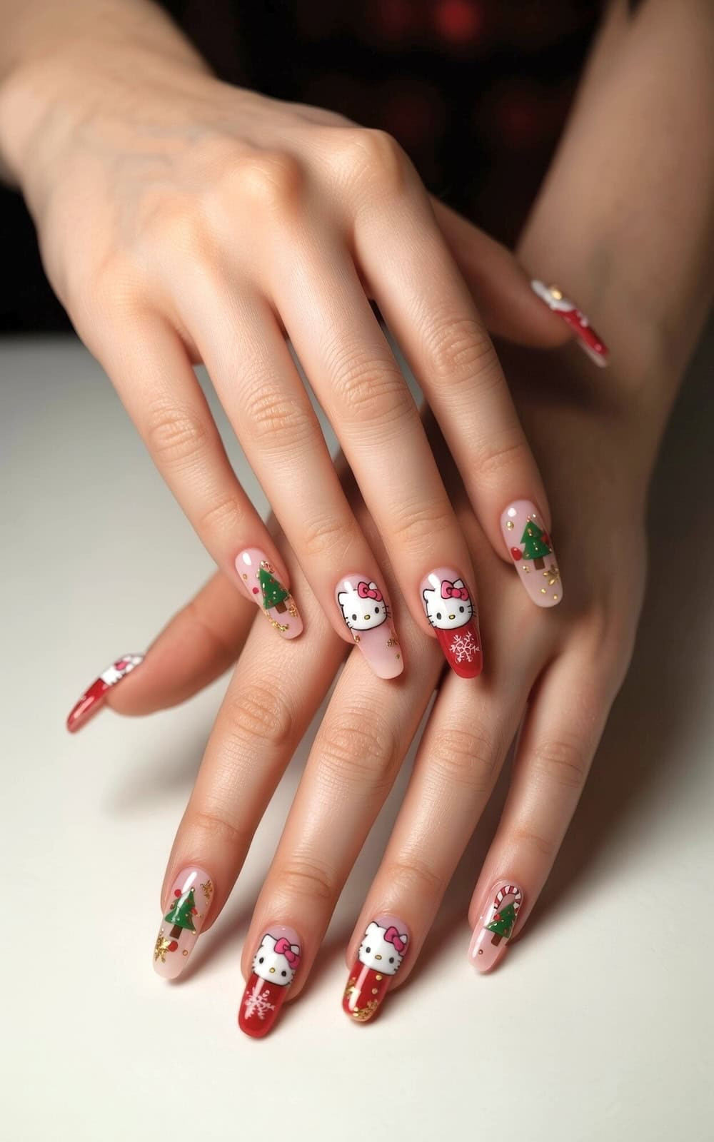 Christmas Valentine S Day Visual Idea — Red Hello Kitty Nails 2027