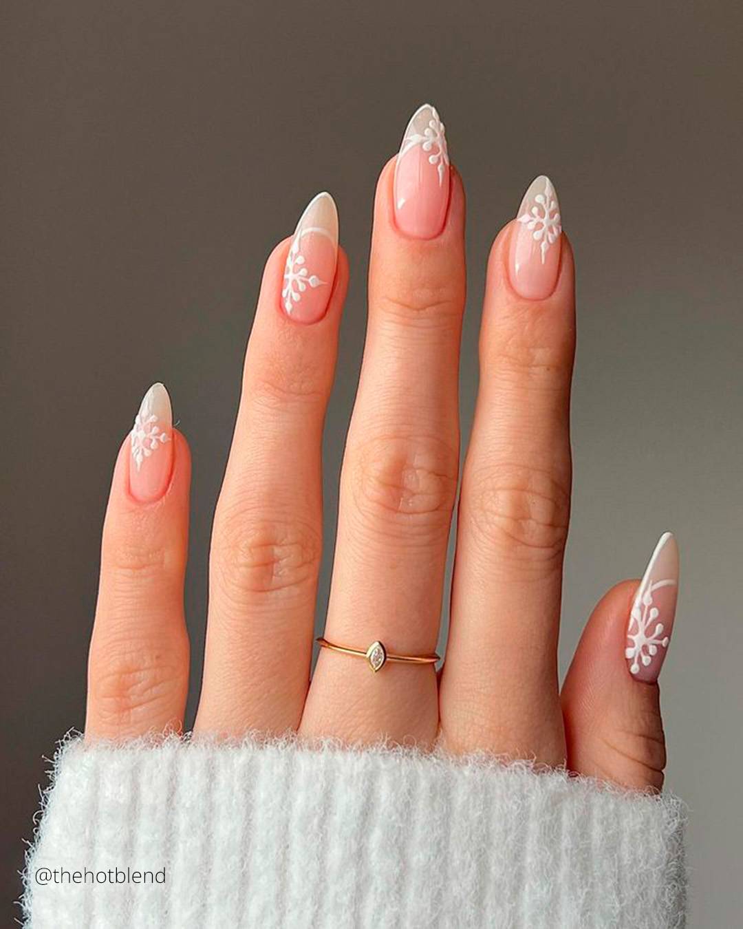 Sheer Nude Snowflake Stiletto Nails Sheer Nude Snowflake Stiletto Nails — Winter Vacation Nails 2027