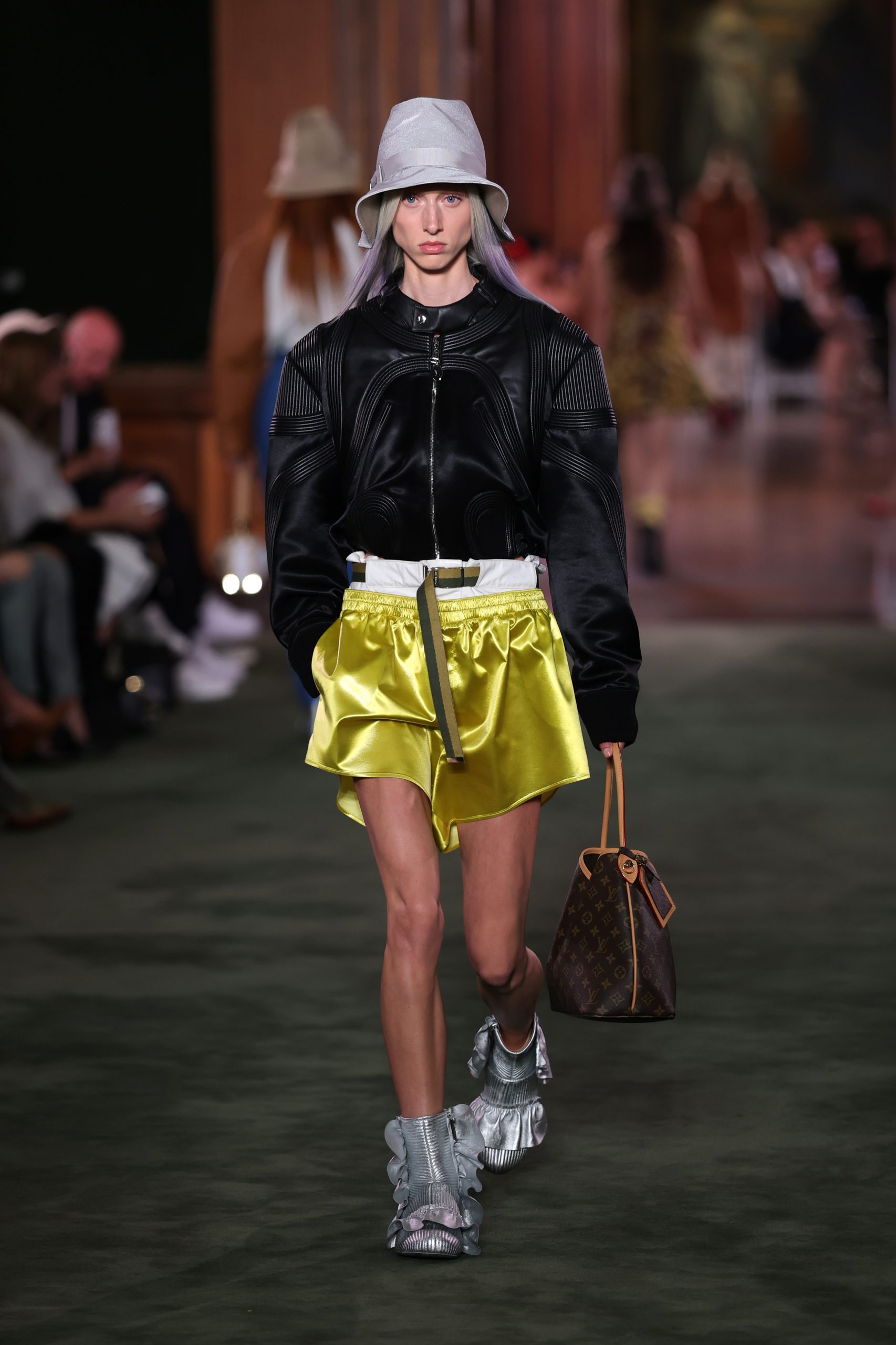 Bold Yellow Satin Shorts with Bomber Jacket for a Fashion-Forward Look — Cruise Outfits 2027